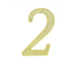 JVJ 00237 4" Polished Brass Finish Zinc Alloy House Number "2" , Composition Zamac