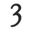 JVJ 00315 4" Black Finish Zinc Alloy House Number "3" , Composition Zamac
