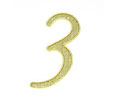 JVJ 00337 4" Polished Brass Finish Zinc Alloy House Number "3" , Composition Zamac