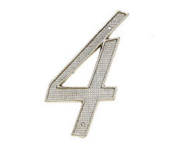 JVJ 00439 4" Satin Nickel Finish Zinc Alloy House Number "4" , Composition Zamac