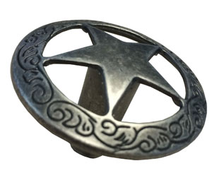 JVJ 07218 Antique Nickel Finish 1 7/16" Medium Star Knob with Braided Edge, Composition Zamac