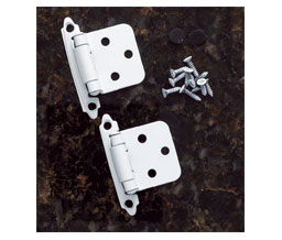 JVJ 10142 White Finish Flush Self-Closing Hinge (Pair), Composition Steel