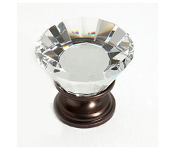 JVJ 33912 Old World Bronze Finish 30 mm (1 3/16") Flat Top 31% Leaded Crystal Knob, Composition Solid Brass