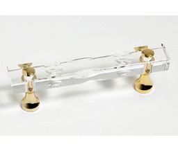 JVJ 34024 24 K Gold Plated Finish 3" C/C Routered 31% Leaded Crystal Pull, Composition Solid Brass