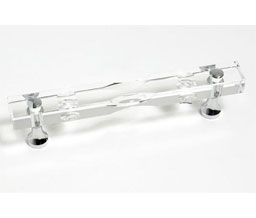 JVJ 34126 Chrome Finish 4" C/C Routered 31% Leaded Crystal Pull, Composition Solid Brass