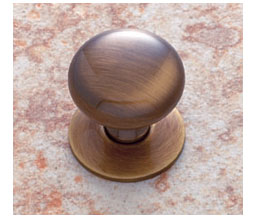 JVJ 34405 Antique Solid Brass Finish 11/4" Plymouth Knob W/Back Plate, Composition Hollow Solid Brass