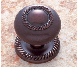 JVJ 35512 Old World Bronze Finish 1 1/2" Rope Knob W/Back Plate, Composition Solid Brass