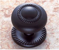 JVJ 35514 Matte Black Finish 1 1/2" Rope Knob W/Back Plate, Composition Solid Brass