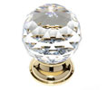 JVJ 36224 24 K Gold Plated Finish 40 mm (1 9/16") Round Faceted 31% Leaded Crystal Knob, Composition Solid Brass