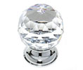 JVJ 36226 Chrome Finish 40 mm (1 9/16") Round Faceted 31% Leaded Crystal Knob, Composition Solid Brass