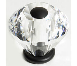 JVJ 36520 Oil Rubbed Bronze Finish 30 mm (1 3/16") Diamond Cut 31% Leaded Crystal Knob, Composition Solid Brass