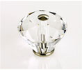 JVJ 36714 Polished Nickel Finish 40 mm (1 9/16") Diamond Cut 31% Leaded Crystal Knob, Composition Solid Brass
