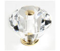 JVJ 36724 24 K Gold Plated Finish 40 mm (1 9/16") Diamond Cut 31% Leaded Crystal Knob, Composition Solid Brass