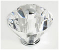JVJ 36726 Chrome Finish 40 mm (1 9/16") Diamond Cut 31% Leaded Crystal Knob, Composition Solid Brass