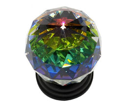 JVJ 38920 Oil Rubbed Bronze Finish 50 mm (2") Round Faceted 31% Leaded Crystal Knob with Prism, Composition Solid Brass