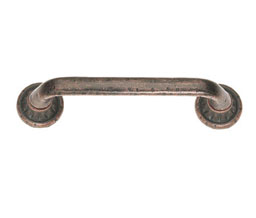 JVJ 42909 Distressed Copper Finish 96 mm Pitted Pull with Round and Square Back Plates, Composition Zamac