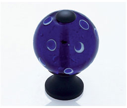 JVJ 44120 Oil Rubbed Bronze Finish 30 mm Round Glass Knob - Blue Polka Dots, Composition Glass