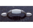 JVJ 44546 Satin Nickel Finish 3" C/C Pull W/White Porcelain Center, Composition Zamac/Porcelain