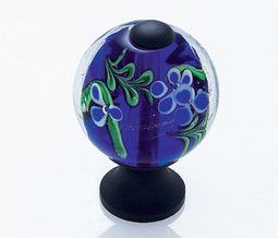 JVJ 45720 Oil Rubbed Bronze Finish 30 mm Round Glass Knob - Blue Flowers, Composition Glass