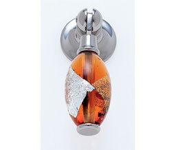 JVJ 47814 Polished Nickel Finish 30 mm Pendant Drop Pull - Gold and Silver on Orange, Composition Glass