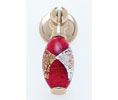 JVJ 48124 24 K Gold Plated Finish 30 mm Pendant Drop Pull - Gold and Silver on Red, Composition Glass