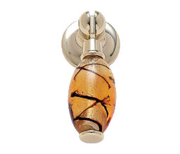 JVJ 48324 24 K Gold Plated Finish 30 mm Pendant Drop Pull - Gold With Brown Stripes, Composition Glass