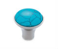 JVJ 49014 Polished Nickel Finish 30 mm Round Glass Knob - Turquoise Knob, Composition Turquoise