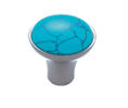 JVJ 49046 Satin Nickel Finish 30 mm Turquoise Knob, Composition Turquoise