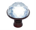 JVJ 52612 Old World Bronze Finish 31% Leaded Crystal 30 mm Half-European Cut Knob, Composition Crystal