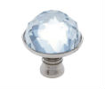 JVJ 52614 Polished Nickel Finish 31% Leaded Crystal 30 mm Half-European Cut Knob, Composition Crystal