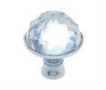 JVJ 52626 Polished Chrome Finish 31% Leaded Crystal 30 mm Half-European Cut Knob, Composition Crystal