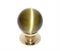 JVJ 54424 24K Gold Plated Finish Cat's Eye Glass Amber 30mm Smooth Knob, Composition Glass
