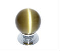 JVJ 54426 Polished Chrome Finish Cat's Eye Glass Amber 30mm Smooth Knob, Composition Glass