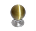JVJ 54446 Satin Nickel Finish Cat's Eye Glass Amber 30mm Smooth Knob, Composition Glass