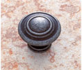 JVJ 66222 Iron Finish-1-1/4" Ringed Knob, Composition Zamac
