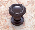 JVJ 67412 Old World Bronze Finish 31 mm Rope Knob W/Back Plate, Composition Solid Brass