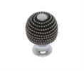 JVJ 70213 Polished Chrome Finish 28mm Black and Chrome Beaded Knob, Composition Steel/Solid Brass