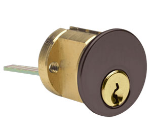 Kaba Ilco 7076 214 AA 10B-KA HLT 6 Pin Rim Cilynder with Arrow AA Keyway, Keyed Alike, for 2-1/4" Thick Doors, Horizontal Lazy Action Tailpiece - Oil Rubbed Bronze