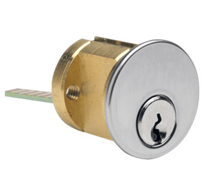 Kaba Ilco 7076 214 NB 26D-KA VRT 6 Pin Rim Cilynder with Composite Keyway, Keyed Alike, for 2-1/4" Thick Doors, Vertical Rigid Tailpiece - Satin Chrome