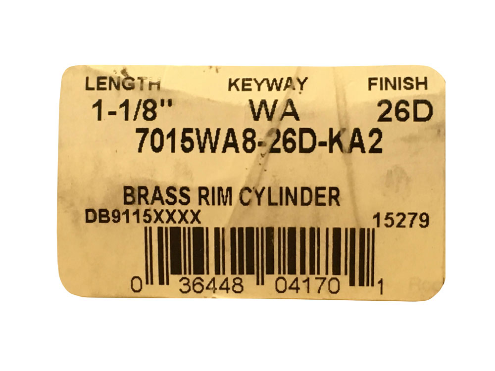 Kahoページ Kaba Ilco 7015WA8-26D-KA2 5 Pin Rim Cylinder with Weiser E