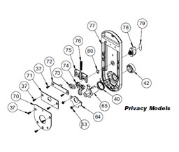 KABA 751500301 E-Plex 5000Series - Inside Housing, Complete - Privacy Models Only - Bright Brass