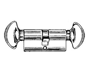 Kaba Ilco 51221-TK-9-03 Double Turnknob Profile Cylinder with 9 oclock Cam Position - Polished Brass