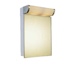 Ketcham 171-TL Deluxe Surface Mounted Stainless Steel Frame Medicine Cabinet w/Top Light - 7-3/8" Deep