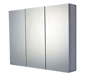Ketcham ALTV-3128PE Premier Series Brushed Aluminum Mirrored Tri Door Medicine Cabinet 31-1/2" x 27-9/16" x 5-1/4"