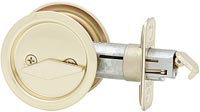 Kwikset 335-3 Privacy Round Pocket Door Lock Bright Brass Finish