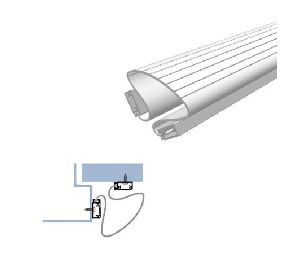Legacy 1479-MB-WH 94 Finger Guard Protection with White Antibacterial Rubber, Matte Black Powder Coat, 94" Length