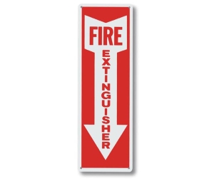 L & J AS108 Sign-Fire Extinguisher Arrow, Aluminum 4 X 12"