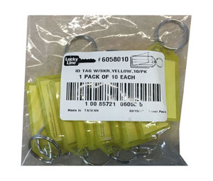 Lucky Line 6058010 Key Tag with Split Ring, Polypropylene, 10/pack, Yellow