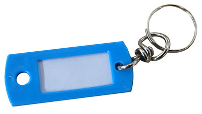 Key Tag with Swivel Ring, Plastic, 50/pack, Blue