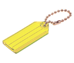 Lucky Line 1010080 Key Tag with Ball Chain, Plastic, 100/Display Box, Yellow